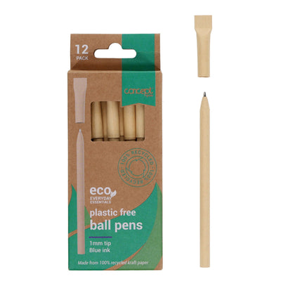 Concept Green Ball Pens - 1mm - Blue Ink - Pack of 12