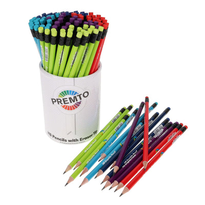 Premto HB Pencils With Eraser Tip - Tub of 100
