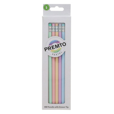 Premto Pastel HB Pencils With Eraser Tip - Pack of 5