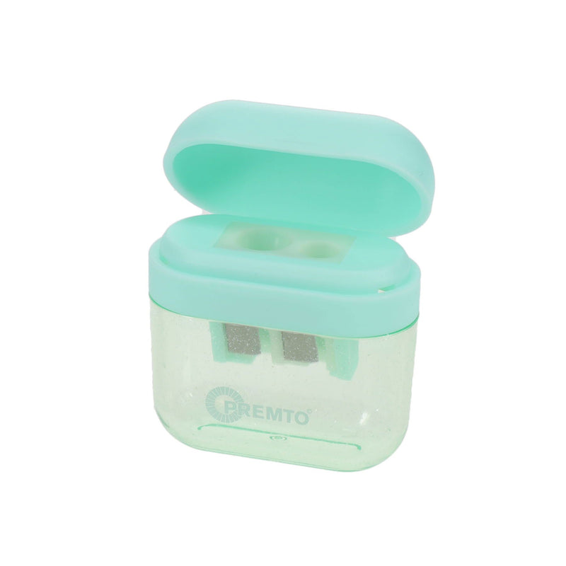 Premto Pastel Twin Hole Sharpener - Square - Mint Magic