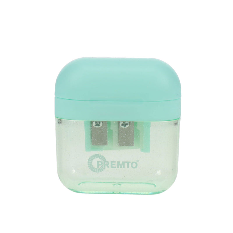 Premto Pastel Twin Hole Sharpener - Square - Mint Magic