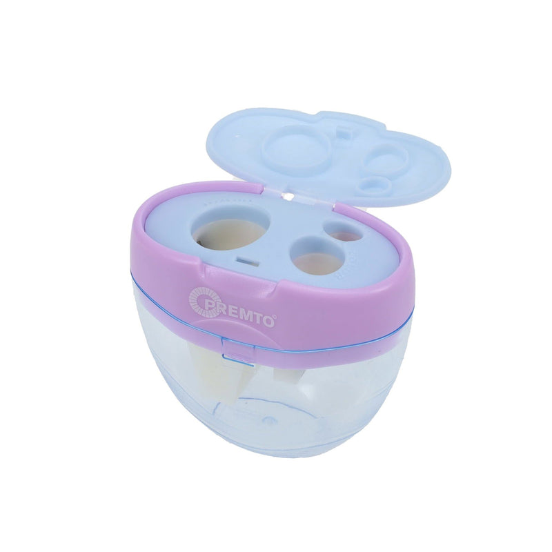 Premto Pastel Three Hole Sharpener - Wild Orchid and Cornflower Blue