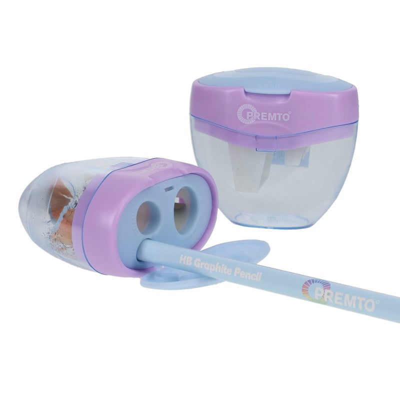 Premto Pastel Three Hole Sharpener - Wild Orchid and Cornflower Blue