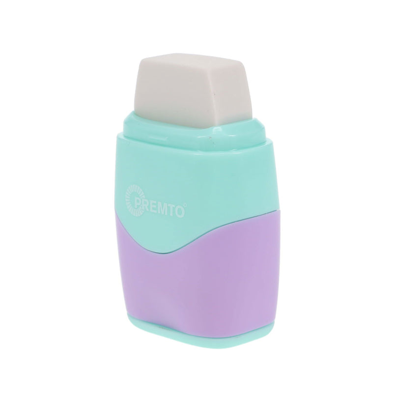 Premto Pastel Twin Hole Sharpener with Eraser - Mint Magic and Wild Orchid