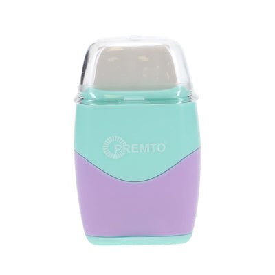 Premto Pastel Twin Hole Sharpener with Eraser - Mint Magic and Wild Orchid