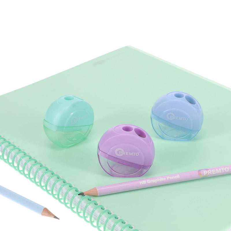 Premto Pastel Twin Hole Sharpener - Round - Mint Magic