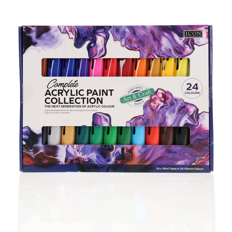 Icon Complete Acrylic Paint Collection - 36ml - Pack of 24