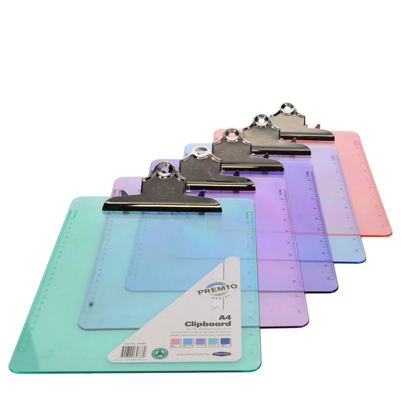 Premto Pastel A4 Clipboard Transparent - Pack of 5