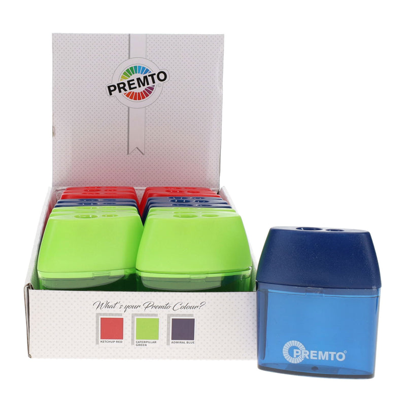 Premto Twin Hole Pencil Sharpener - Box of 18