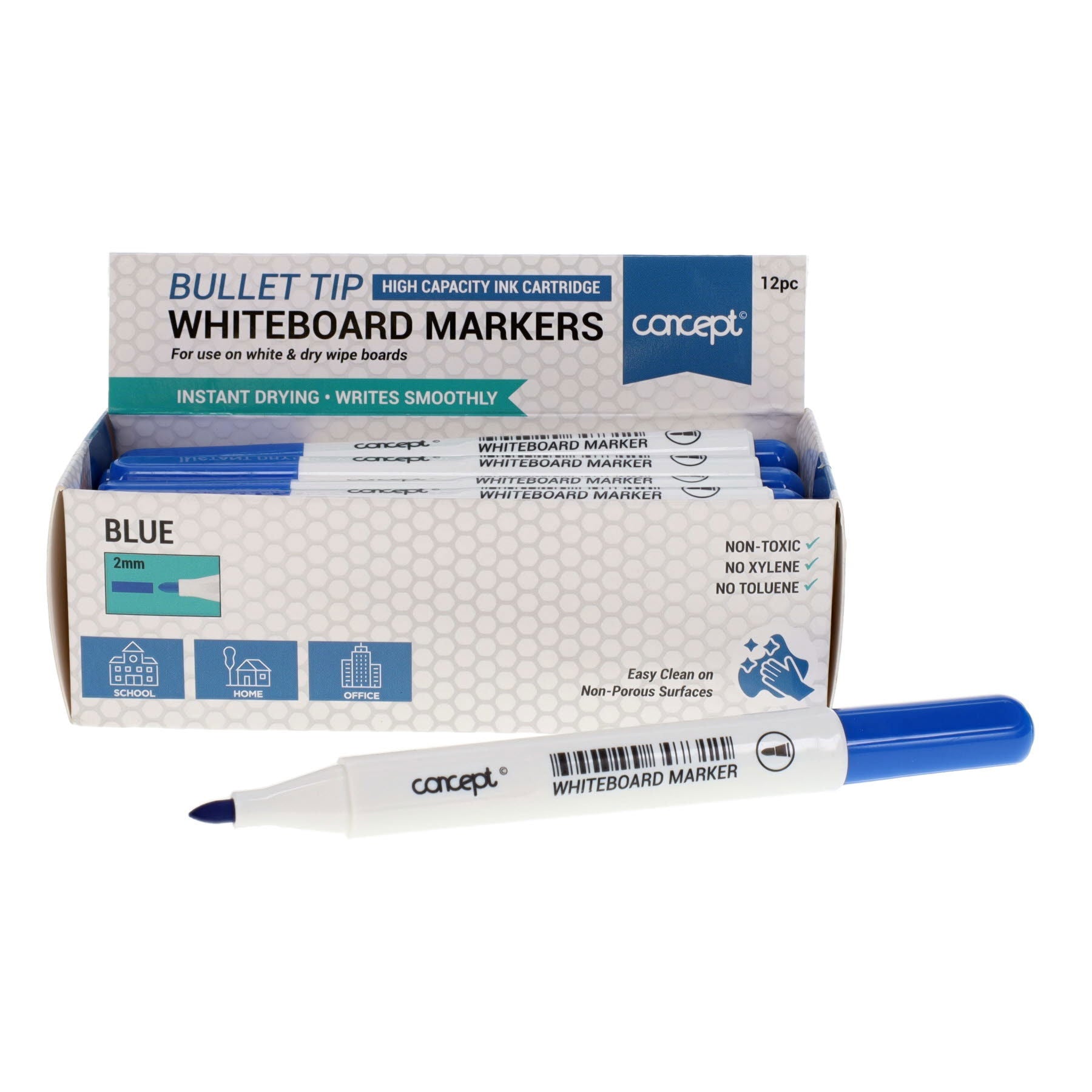 Concept Whiteboard Bullet Point Tip Marker - Blue - Box of 12 – Write ...