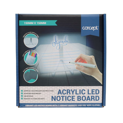 Concept Acrylic LED Notice Board - 150 x 150mm