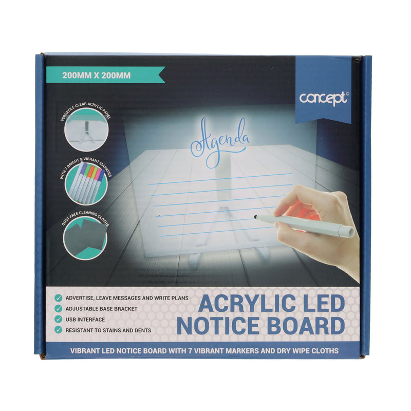 Concept Acrylic LED Notice Board - 200 x 200mm