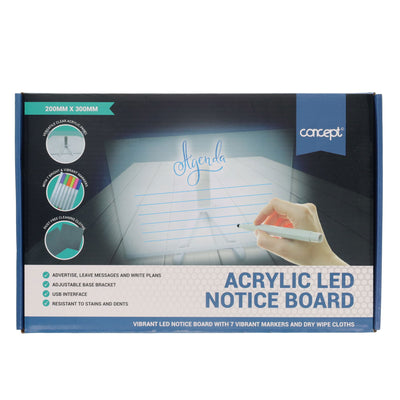 Concept Acrylic LED Notice Board - 200 x 300mm