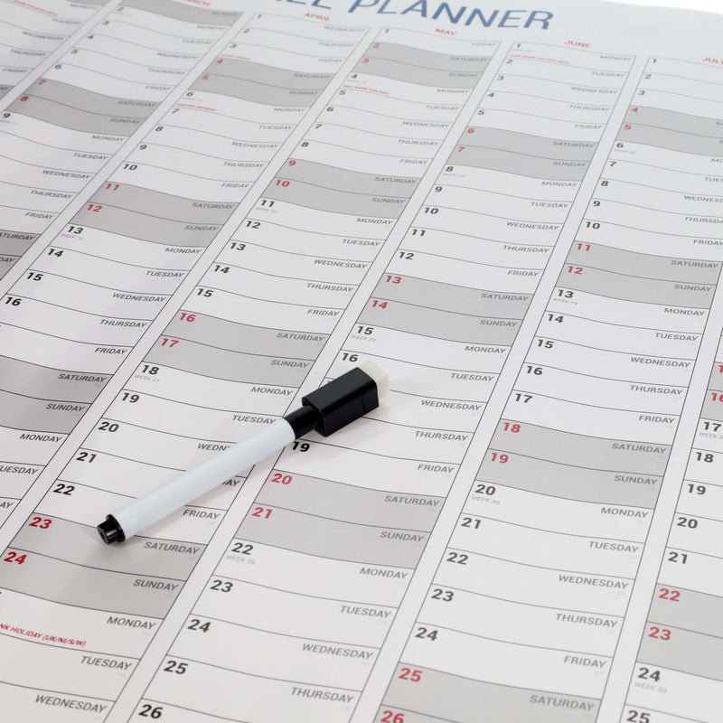 Concept A1 2026 Wall Planner with Dry Wipe Marker