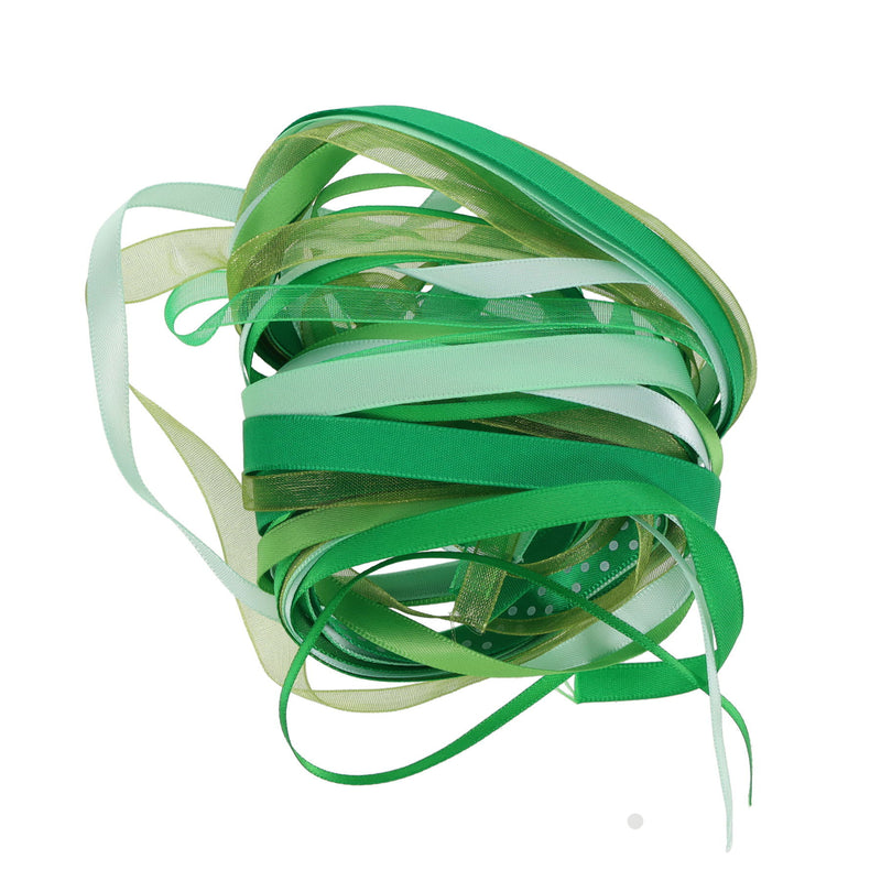 Crafty Bitz Silky Ribbons - 10m - Green