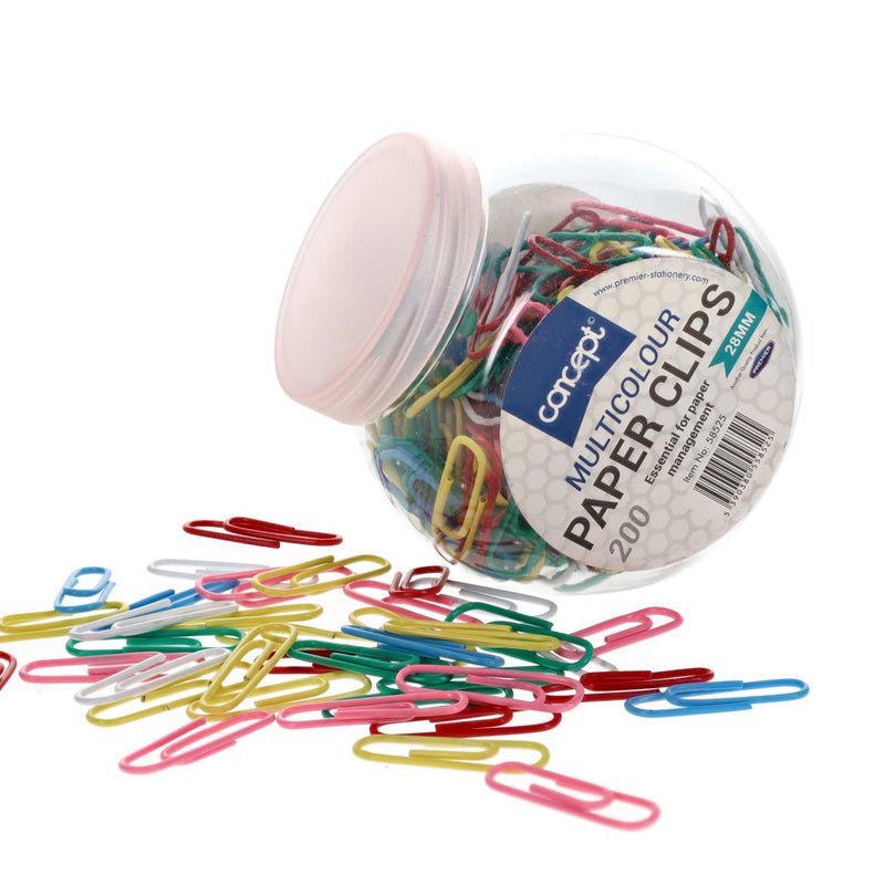 Premier Office Paper Clips - Multicolour - Tub of 200