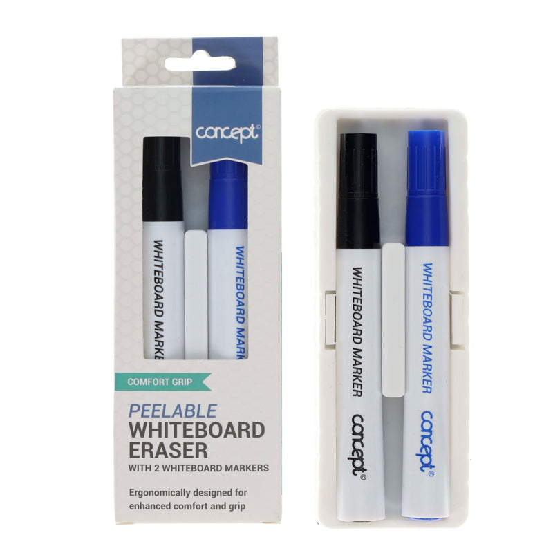 Premier Office Dry Wipe Whiteboard Markers with Peelable Eraser - Pack of 2