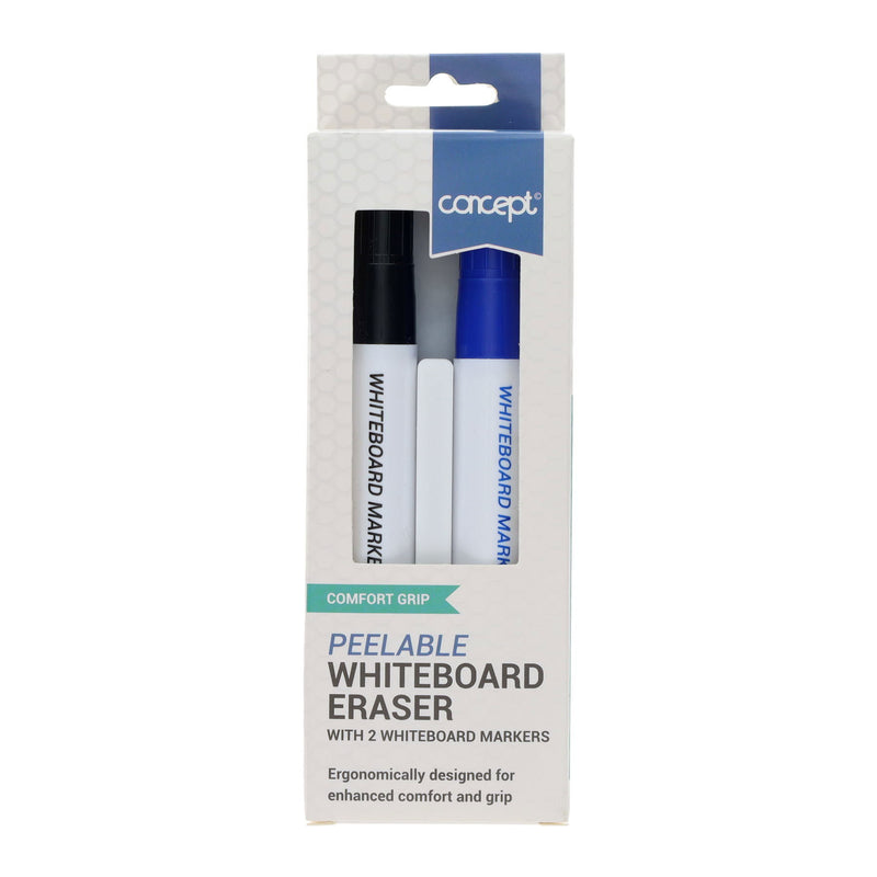 Premier Office Dry Wipe Whiteboard Markers with Peelable Eraser - Pack of 2