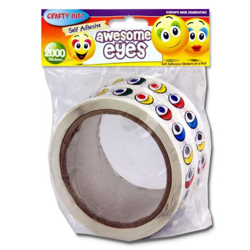 Crafty Bitz Pairs of Coloured Eyes - 2000 Sticker Roll