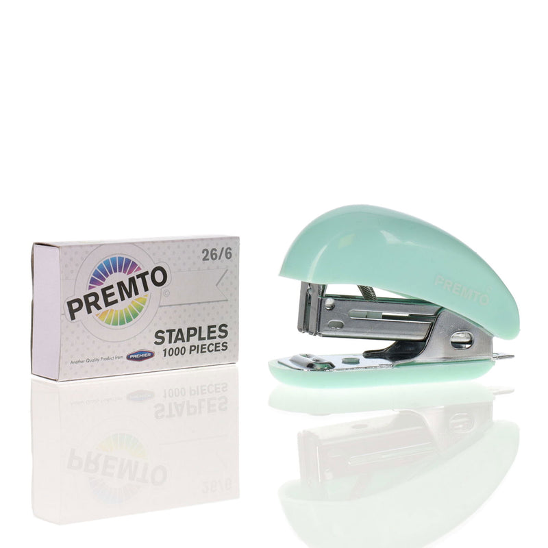 Premto Mini Stapler & 1000 26/6 Staples - Pastel - Mint Magic