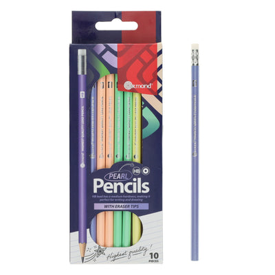 Ormond Wallet of 10 HB Eraser Tipped Pencils - Pearl