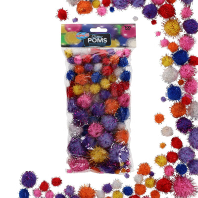 Crafty Bitz Pom Poms - Glitter - Pack of 100