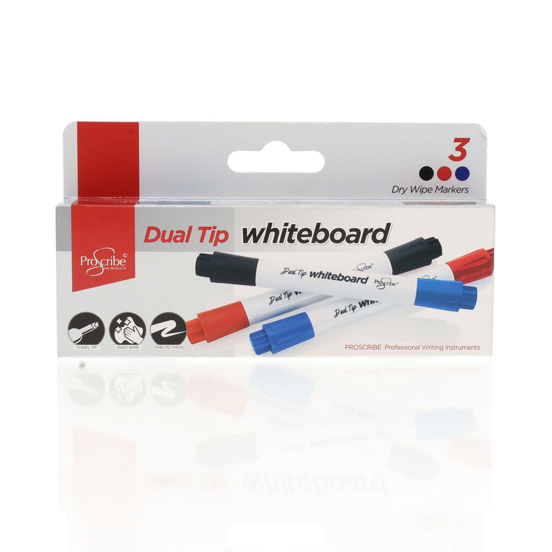 Pro:Scribe Twin Tip Whiteboard Marker - Pack of 3