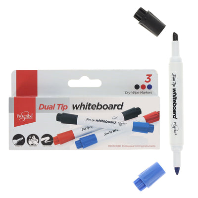 Pro:Scribe Twin Tip Whiteboard Marker - Pack of 3