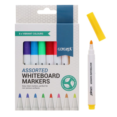 Concept Dry Wipe Whiteboard Markers with Bullet Tip - Pack of 8