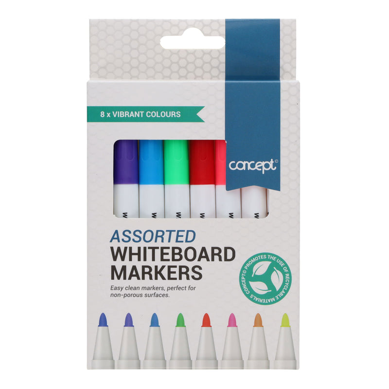Concept Dry Wipe Whiteboard Markers with Bullet Tip - Pack of 8