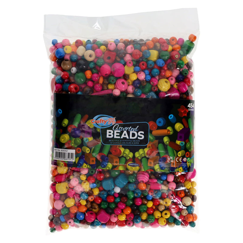 Crafty Bitz Wooden Multicoloured Beads - 454g Bag