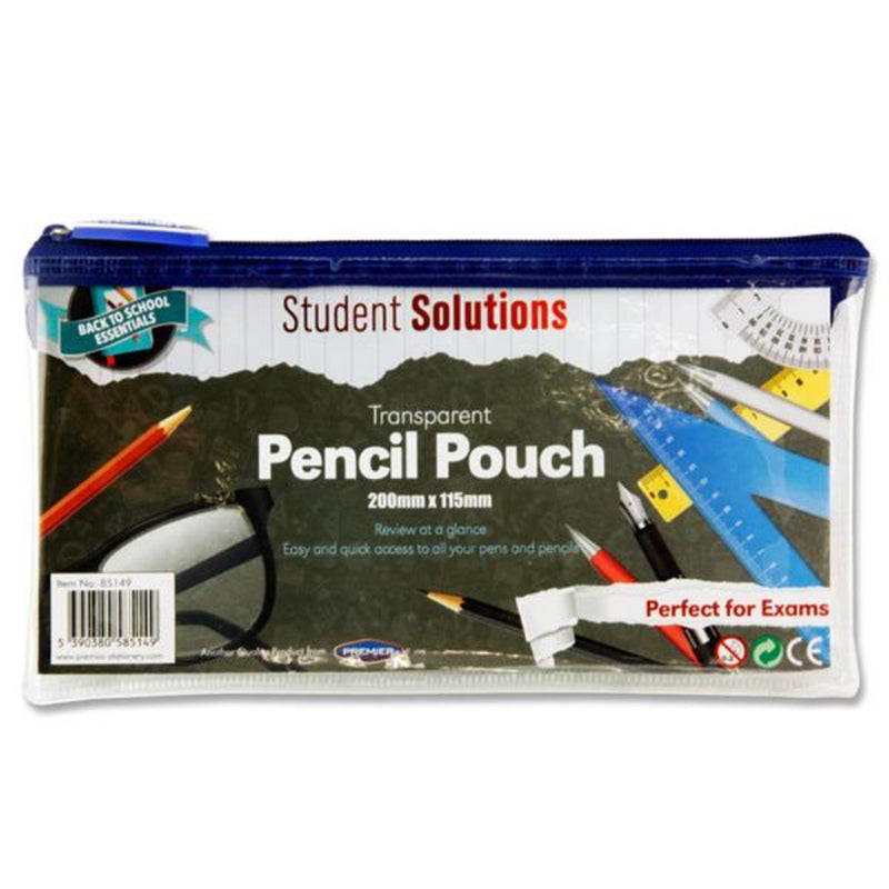 Student Solutions Transparent Pencil Case - 200mm x 115mm - Blue