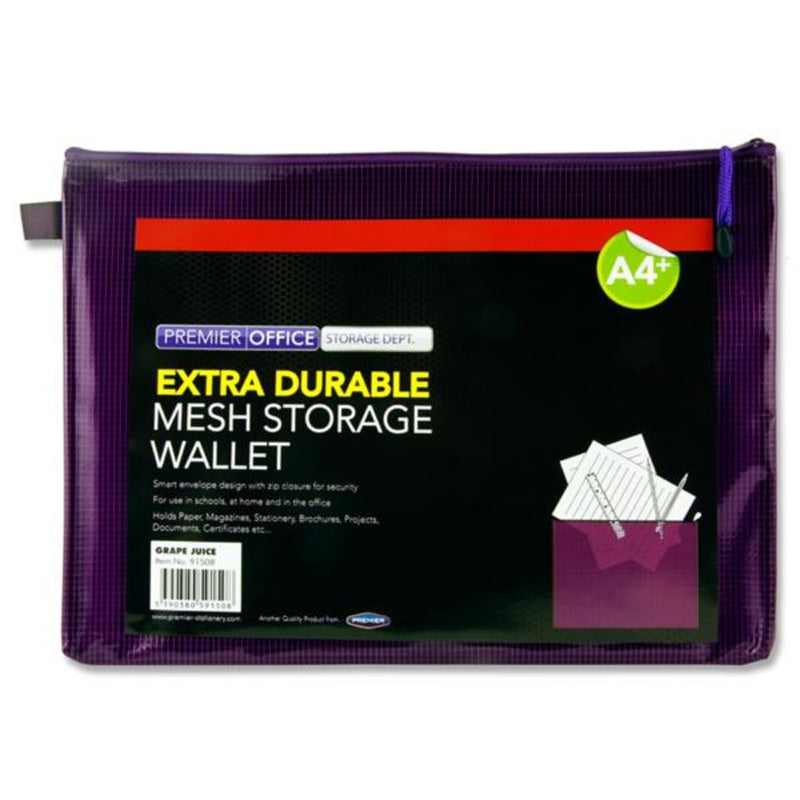 Premier Office A4+ Extra Durable Mesh Storage Wallet - Grape Juice Purple