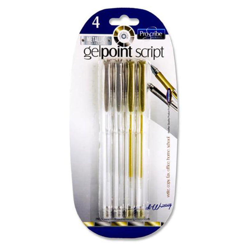 Pro:Scribe Gelpoint Script Gel Pens - Silver & Gold - Pack of 4