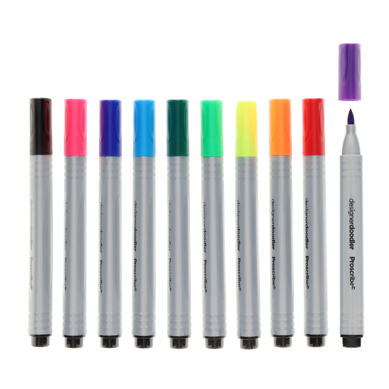 Pro:Scribe Design Doodler Watercolour Markers - Pack of 10