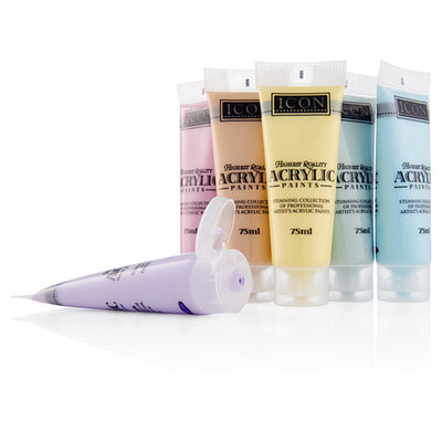 Icon Highest Quality Acrylic Paints - Set of 6x75ml - Pastel