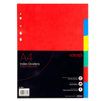Concept Extra Strong Index Dividers - 230gsm - 6 Tabs