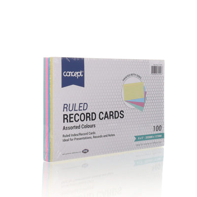 Concept 8 x 5 Ruled Record Cards - Colour - Pack of 100