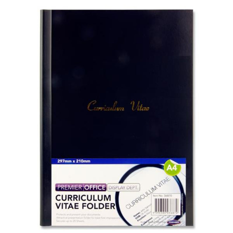 Premier Office A4 Curriculum Vitae File Covers - Suitable for CVs - Black