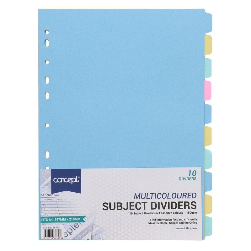 Premier Office Subject Dividers - 150 gsm - 10 Tabs