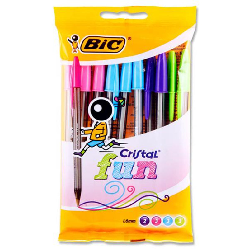 BIC Cristal Ballpoint Pens - Fun - Pack of 10
