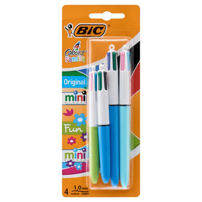 Bic 4 Colour Ballpoint Pens - Rose Gold. Pack of 3. B159893