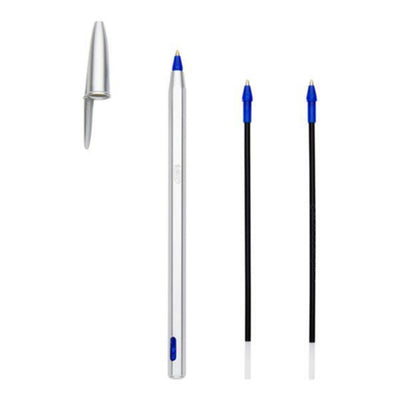 BIC Cristal Re'New Refillable Ballpoint Pen + 2 Refills - Blue Ink