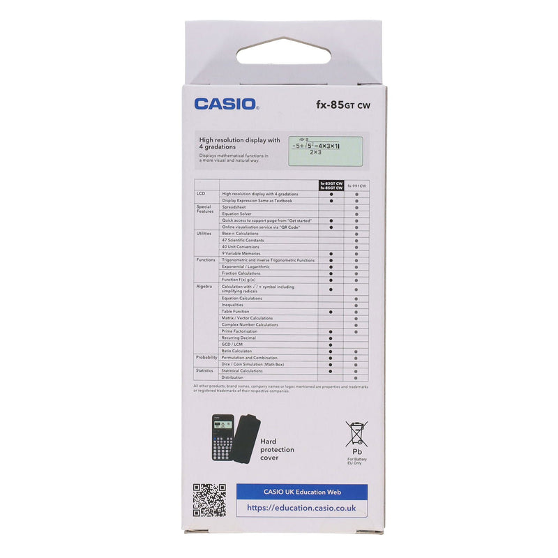 Casio Fx-85Gtcw Scientific Dual Power Calculator - Black