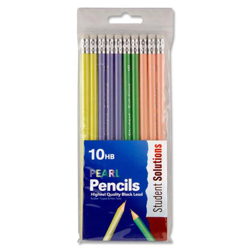 Student Solutions Wallet of 10 HB Eraser Tipped Pencils - Pearl