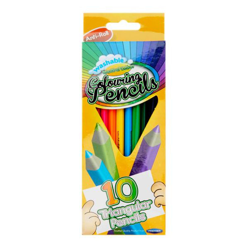 World of Colour Triangular Junior Colouring Pencils - Easy Grip - Pack of 10