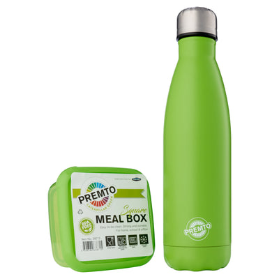 Premto Snack Box & Stainless Steel Bottle - Caterpillar Green