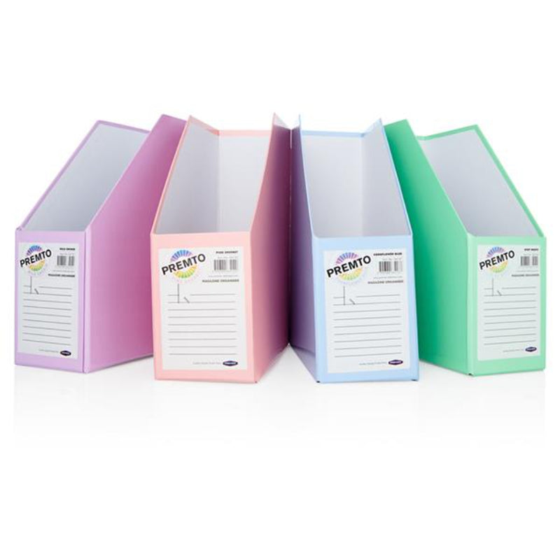 Premto Multipack | Pastel Magazine Organisers - Made of Heavy Duty Cardboard - Pack of 4