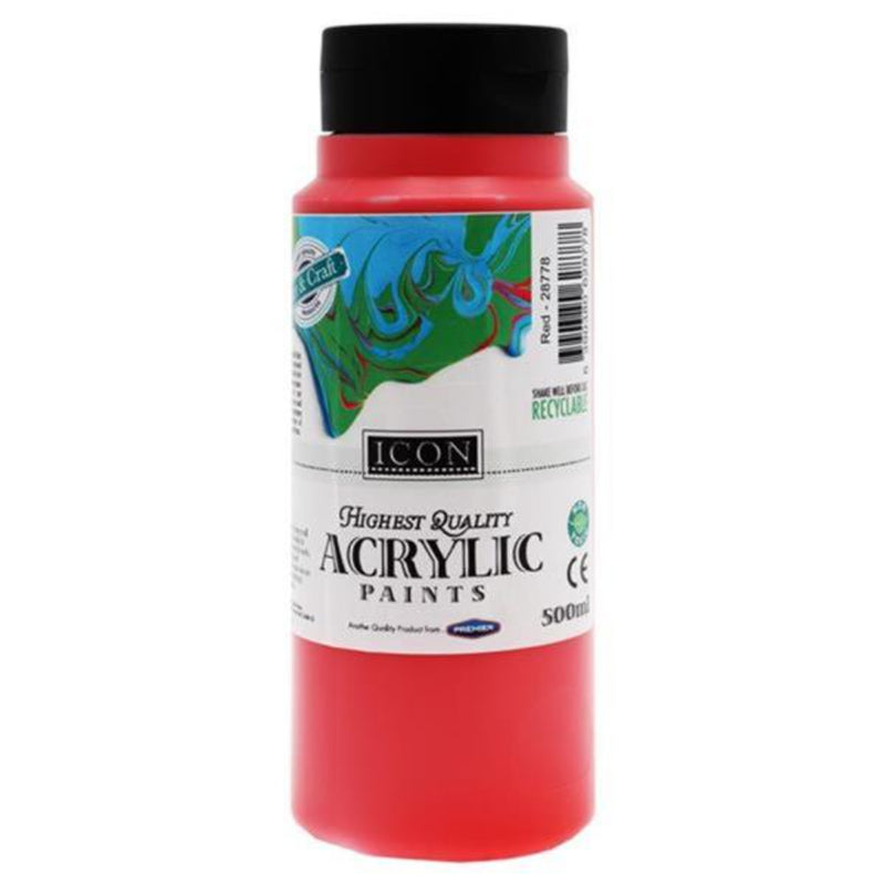Icon Highest Quality Acrylic Paint - 500ml - Red