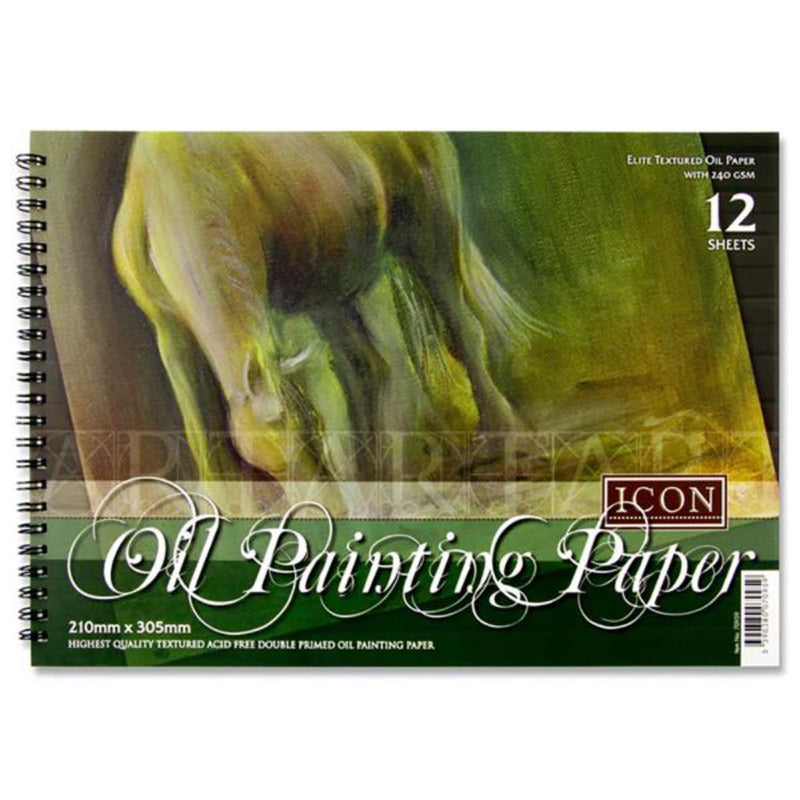 Icon A4 Spiral Oil Painting Pad - 240 gsm - 12 Sheets